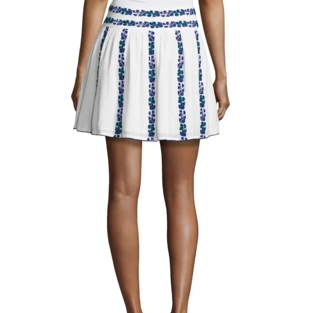Tory Burch Alexandria Cotton Embroidered Beaded Flowy Summer Skirt